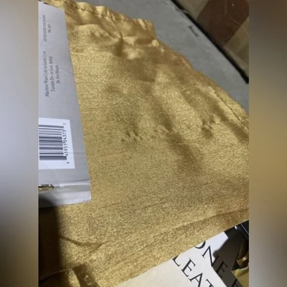 Nancy Faux Silk Pleated Rod Pocket Valance - 54 x 18 in. Gold Set of 4 NEW - Picture 2 of 4